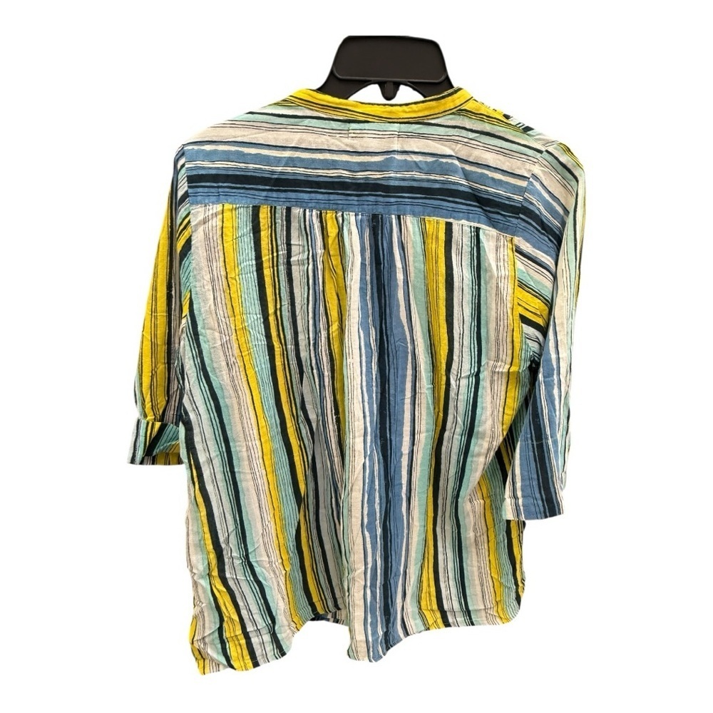 Antica Sartoria Striped Multicolor Women's Top with Embroidery 100% Cotton - Picture 3 of 6